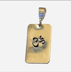 999 Fine Silver Om Pendant - New - 925 Sterling Silver Bail - 27mm Long
